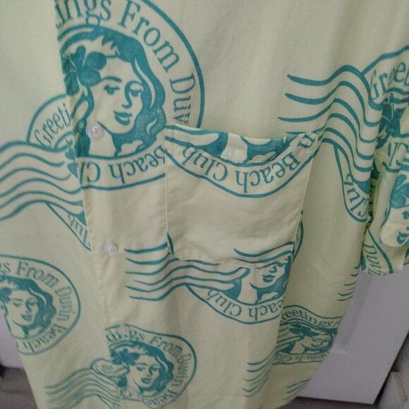 Duvin Keylime Beach Club Button Up XL Retro Camp Collar Shirt - Picture 4 of 7
